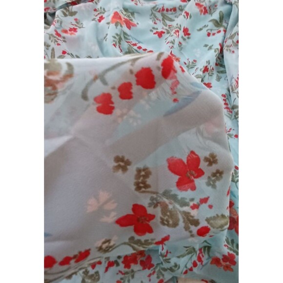 Woman Within 26W‎ 3X Midi Dress Blue Floral Sheer w/Liner  Cottagecore Boho - Picture 8 of 12